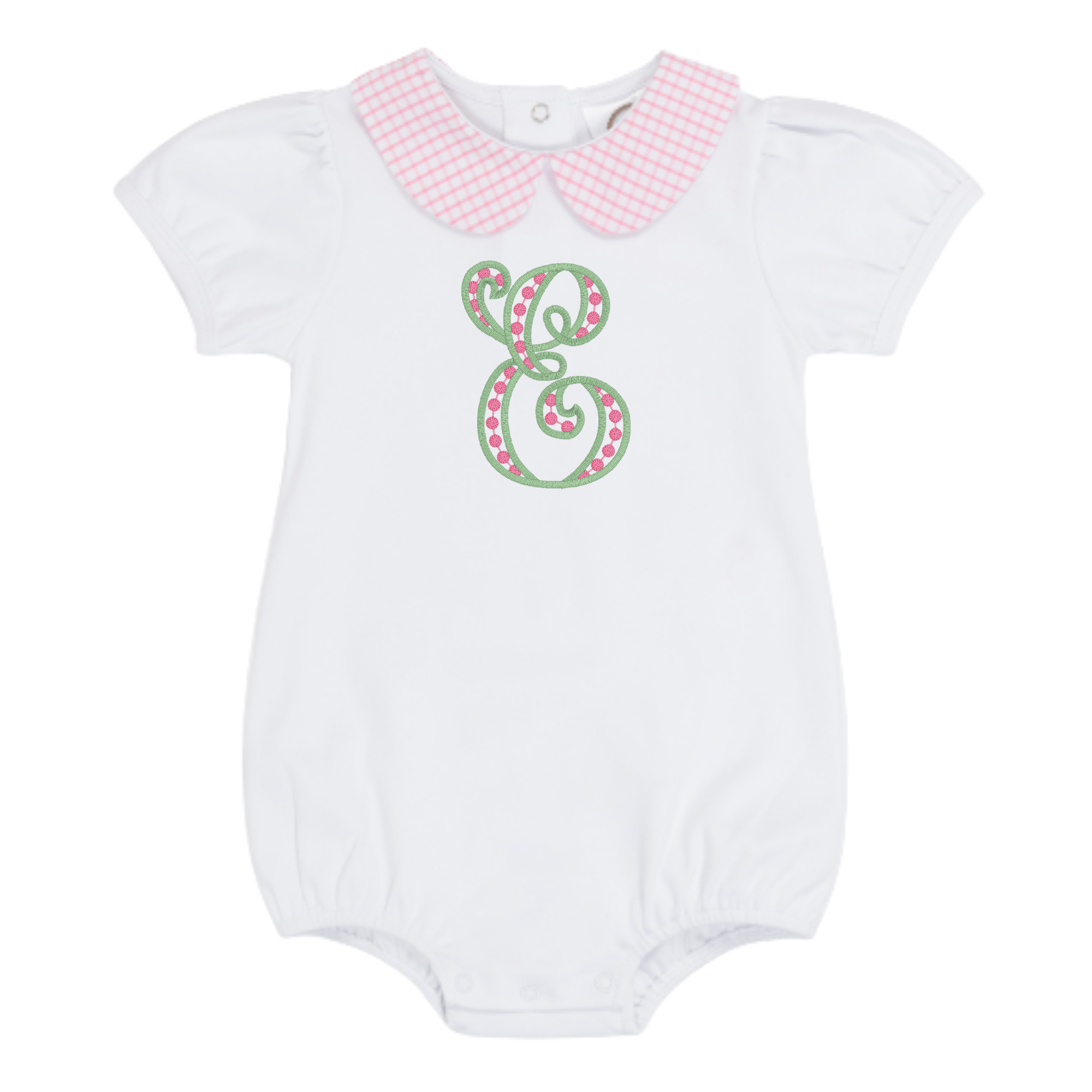 Short Puff Sleeved Peter Pan Bubble with Gingham Collar
