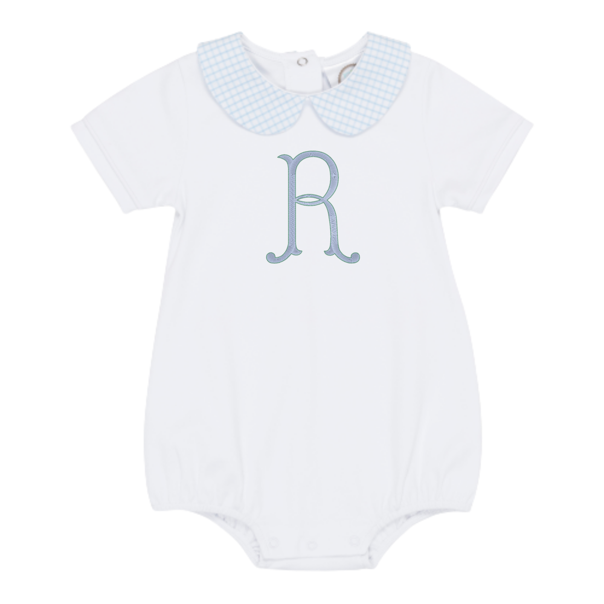 Short Sleeved Peter Pan Bubble with Gingham Collar